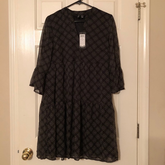 Vero Moda Black Anya VMKAY 3/4 Short Dress WVN Medium NWT - Picture 1 of 13